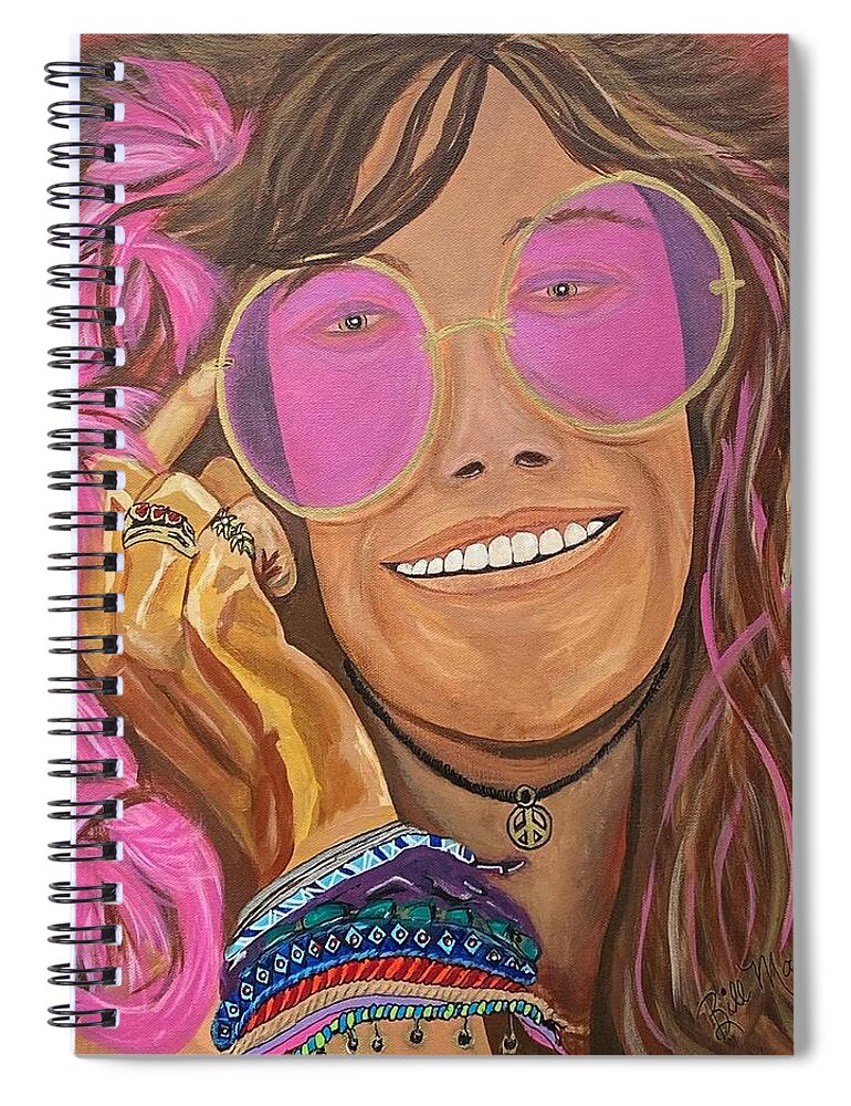  Spiral Notebook featuring the painting Janis Joplin by Bill Manson