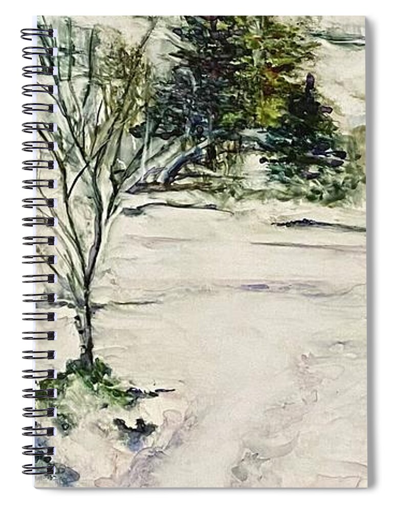 Watercolor Spiral Notebook featuring the painting January Snow by Paula Pagliughi