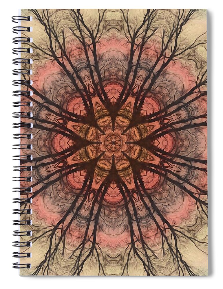 Mandala Spiral Notebook featuring the digital art January Sunrise Mandala by Beth Sawickie