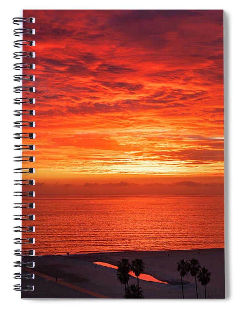 Sunset Spiral Notebook featuring the photograph January Sunset - Vertirama 2 by Gene Parks