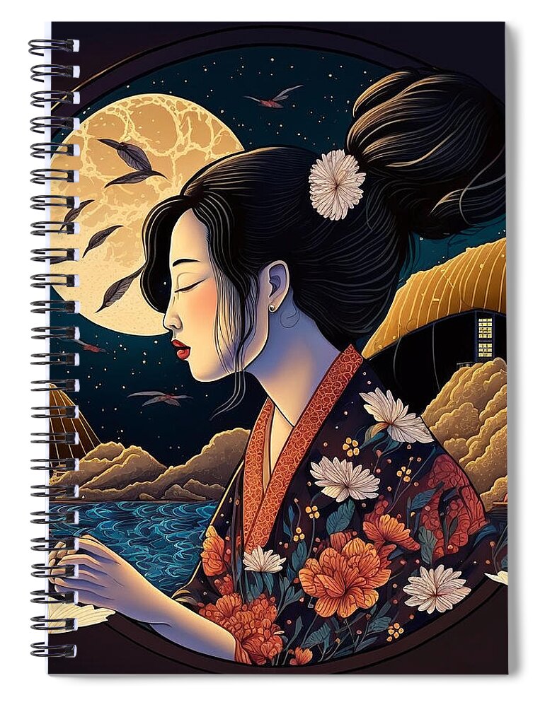 Quilling. Paper Craft Spiral Notebook featuring the mixed media Japan VIII by Jay Schankman
