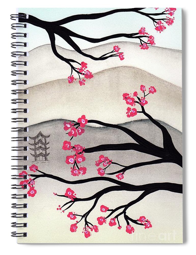 Japan Spiral Notebook featuring the painting Japanese Cherry Blossoms by Donna Mibus