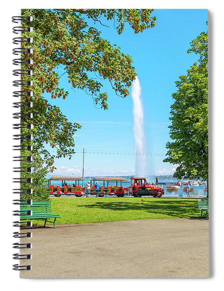 Geneva Spiral Notebook featuring the photograph Jardin Anglais Geneva by Benny Marty