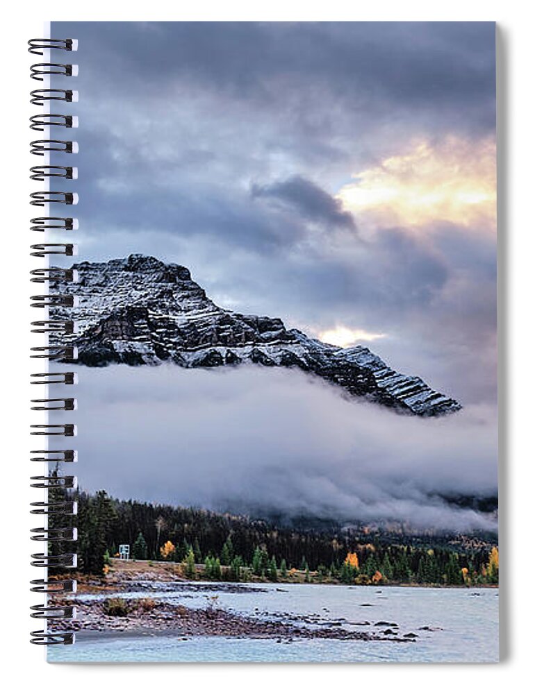 Cloud Spiral Notebook featuring the photograph Jasper Mountain In The Clouds by Carl Marceau