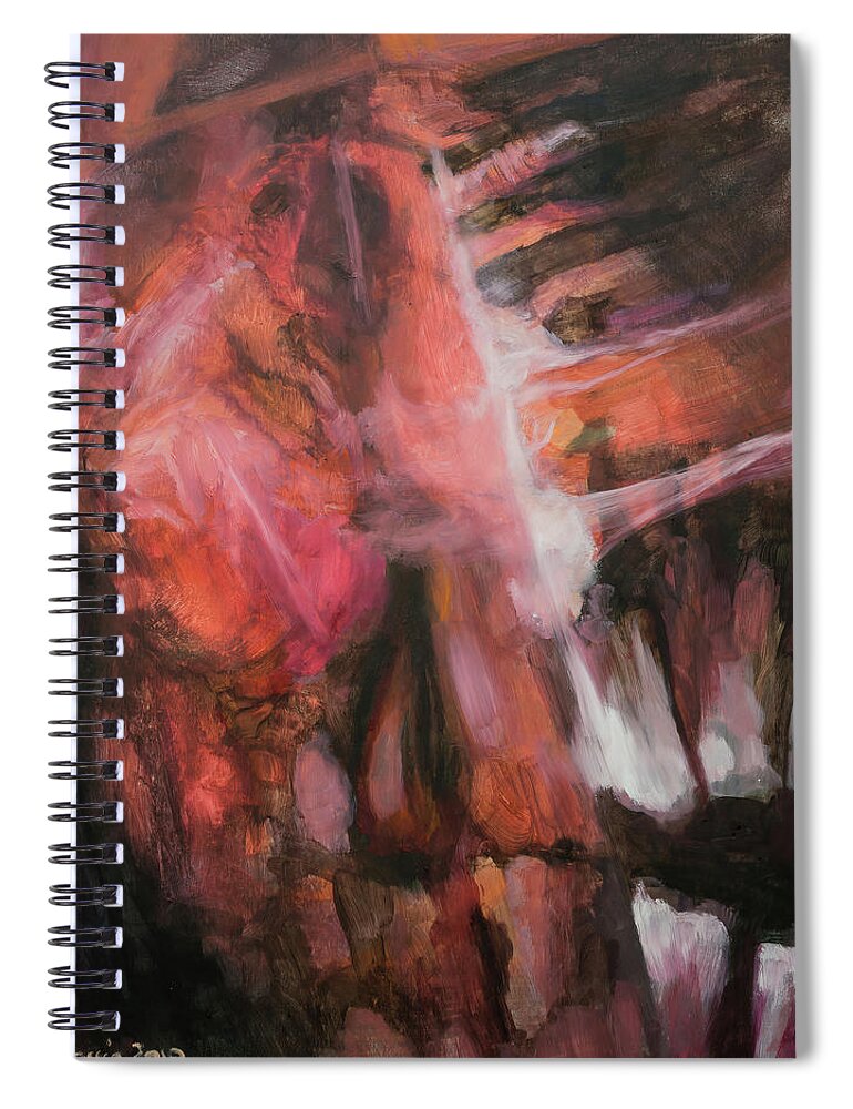 #jaws Spiral Notebook featuring the painting Jaws, Study 7 by Veronica Huacuja