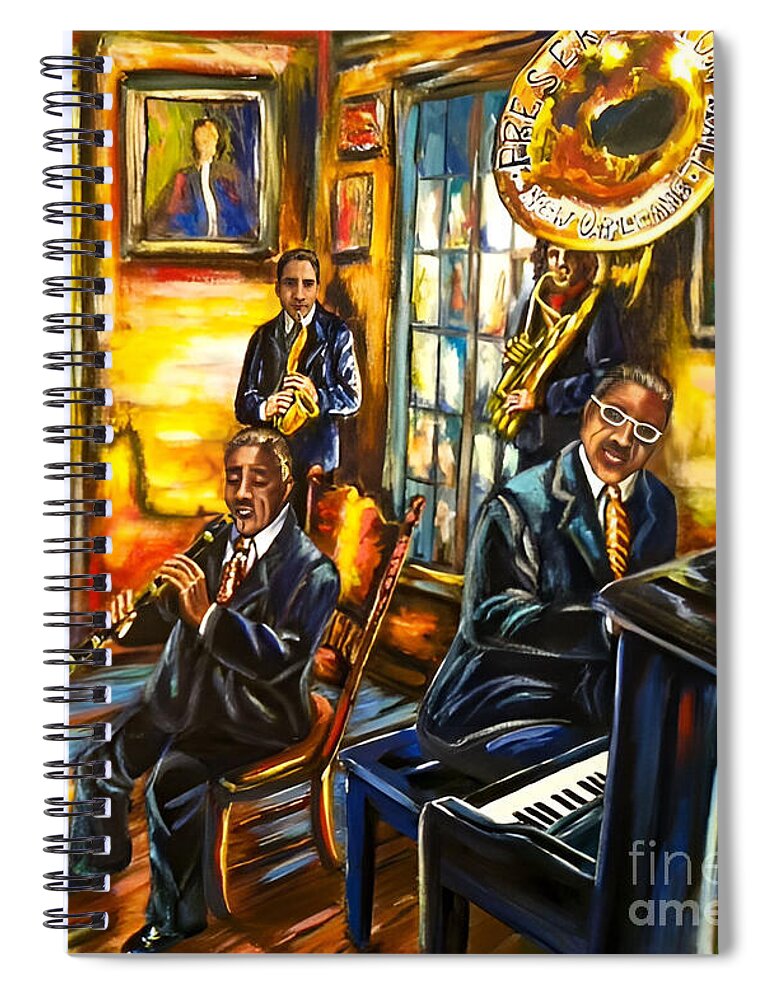 Painting Spiral Notebook featuring the painting Jazz Band at Preservation Hall by Sherrell Rodgers