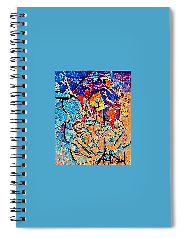  Spiral Notebook featuring the painting Jazz Color by Angie ONeal