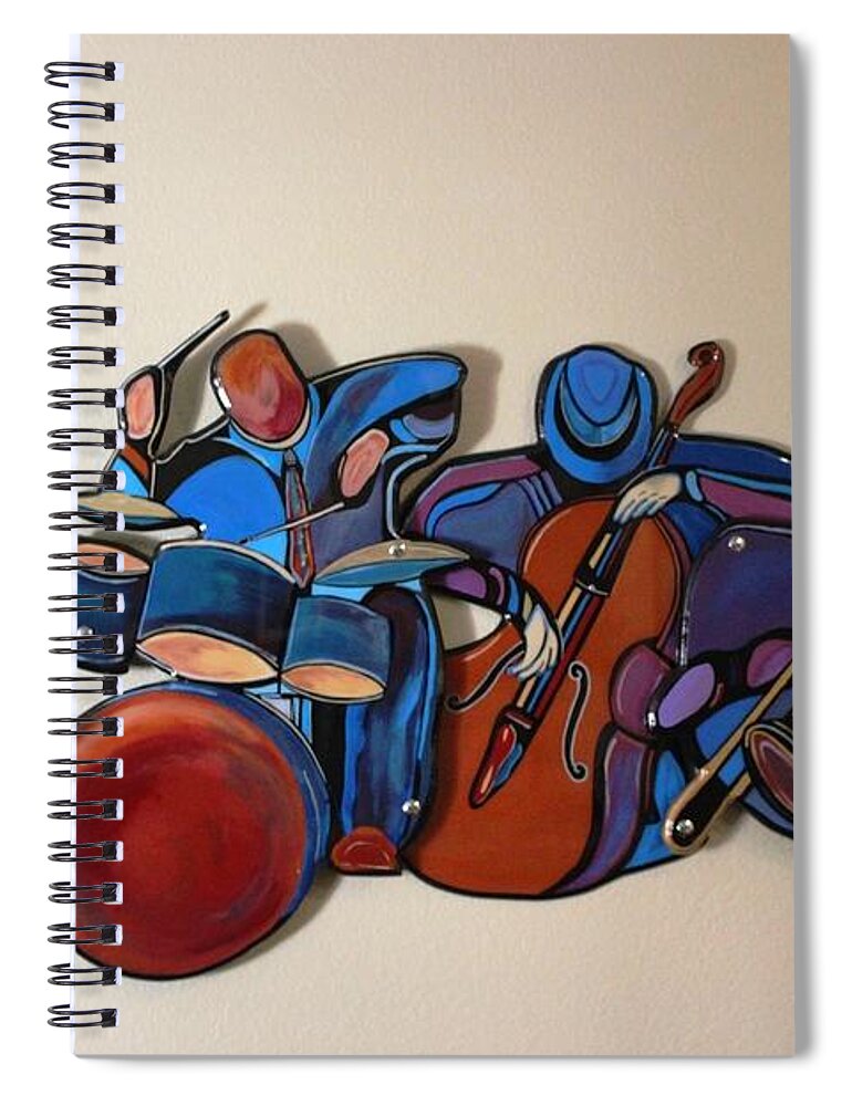 Music Spiral Notebook featuring the mixed media Jazz Ensemble IV by Bill Manson