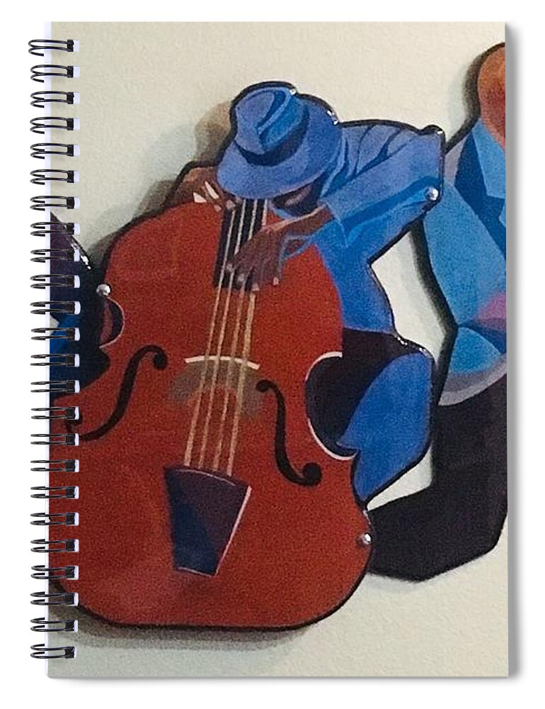 Music Spiral Notebook featuring the mixed media Jazz Ensemble III by Bill Manson