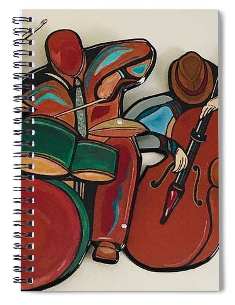 Music Spiral Notebook featuring the mixed media Jazz Ensemble IV custom by Bill Manson