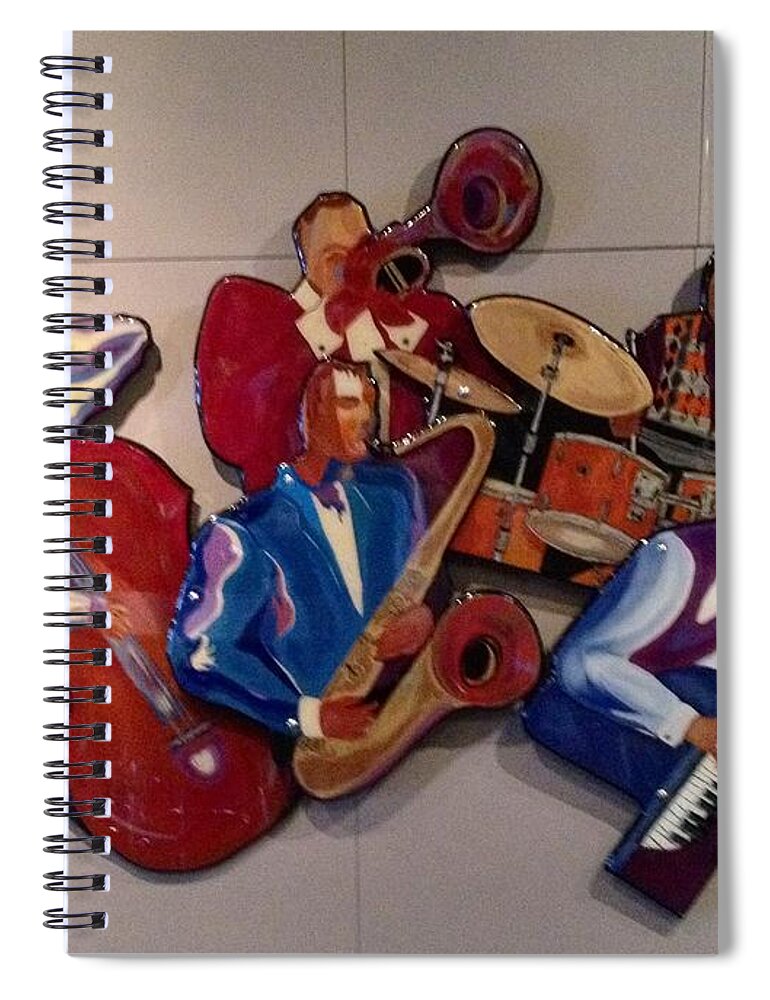 Jazz Spiral Notebook featuring the painting Jazz Ensemble V-custom by Bill Manson