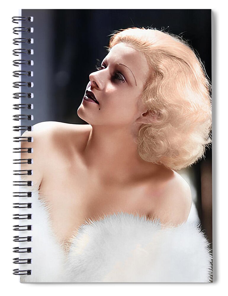 Jean Harlow Spiral Notebook featuring the digital art Jean Harlow - Actress by Chuck Staley