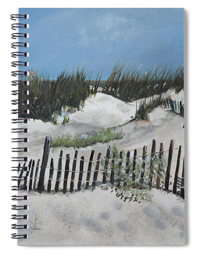  Spiral Notebook featuring the painting Jeklyll Island Great Sand Dunes by Jan Dappen