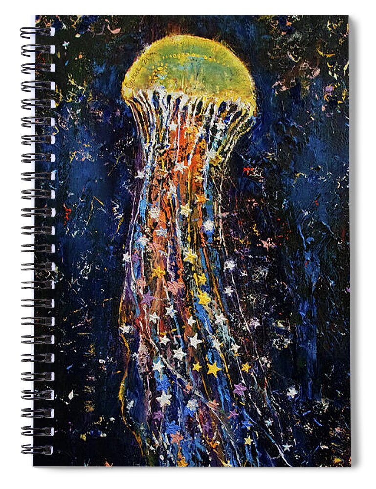 Sea Creatures Spiral Notebook featuring the painting Jellyfish by Michael Creese