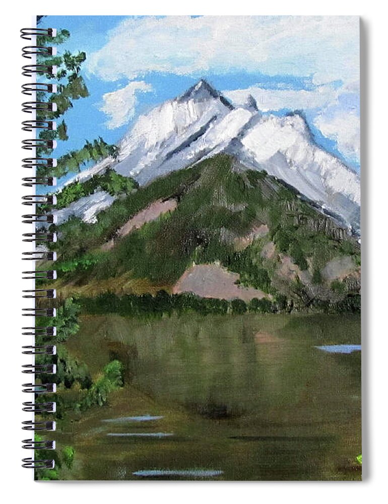 Tetons Spiral Notebook featuring the painting Jenny Lake in the Tetons by Linda Feinberg