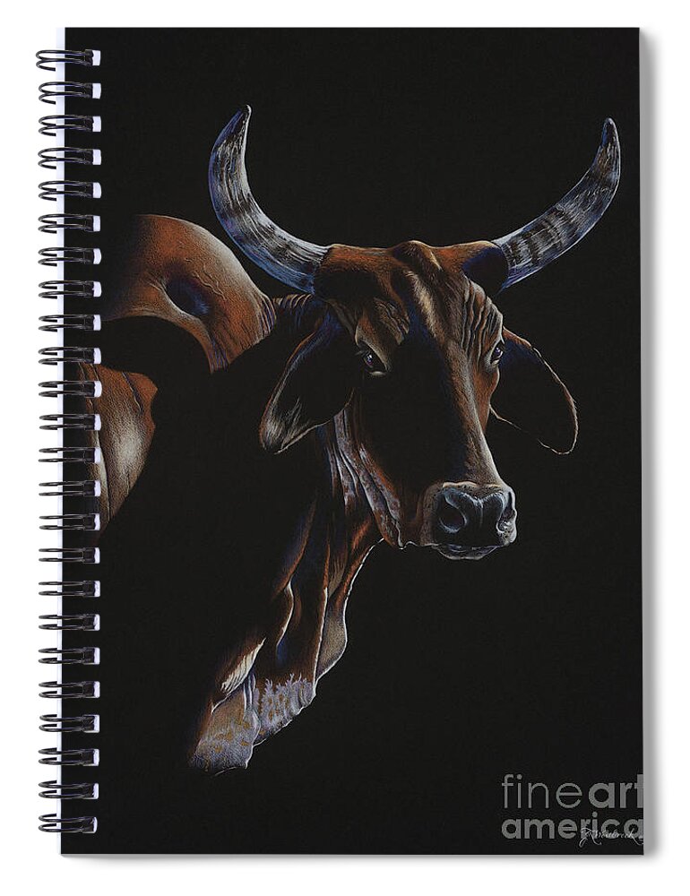 Brahma Spiral Notebook featuring the drawing Jeremiah by Jill Westbrook