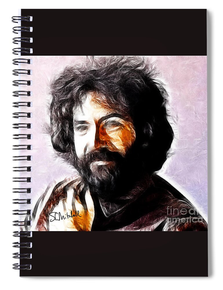 Grateful Dead Spiral Notebook featuring the painting Jerry Garcia #1 by Steve Mitchell