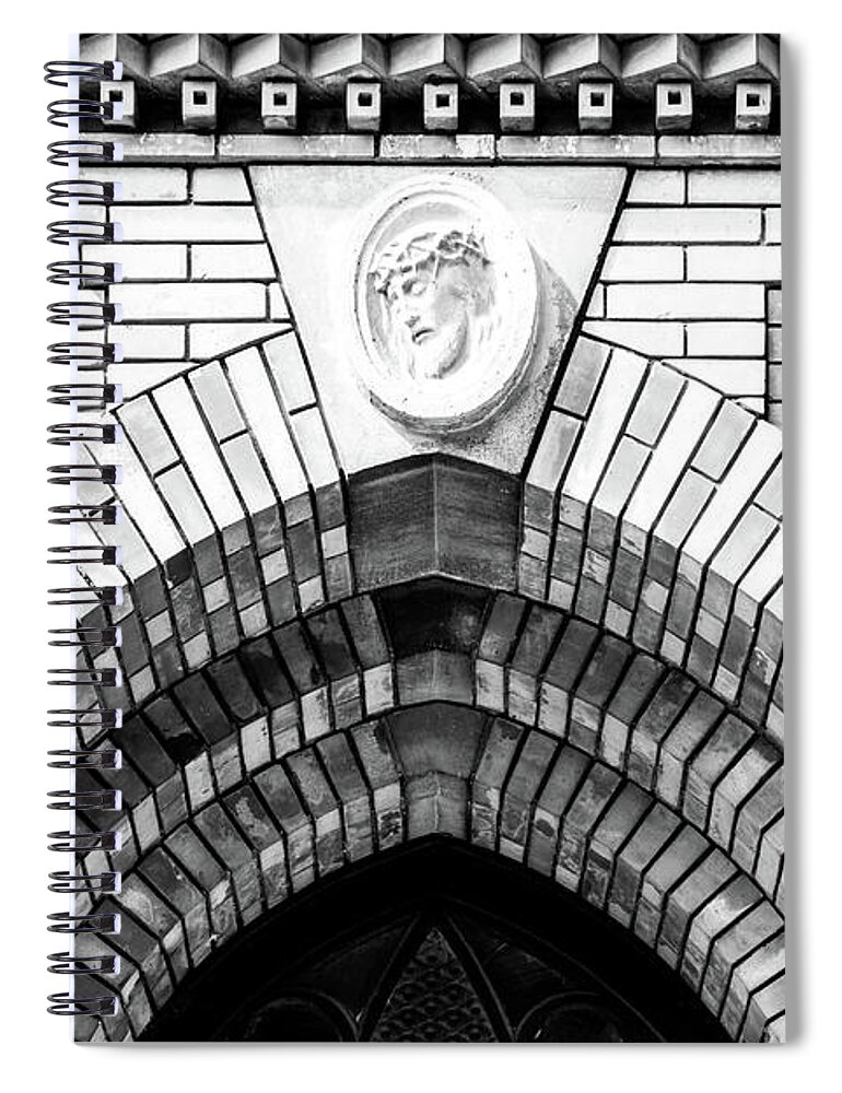 19th Century Spiral Notebook featuring the photograph Jesus Christ head relief keystone by Viktor Wallon-Hars