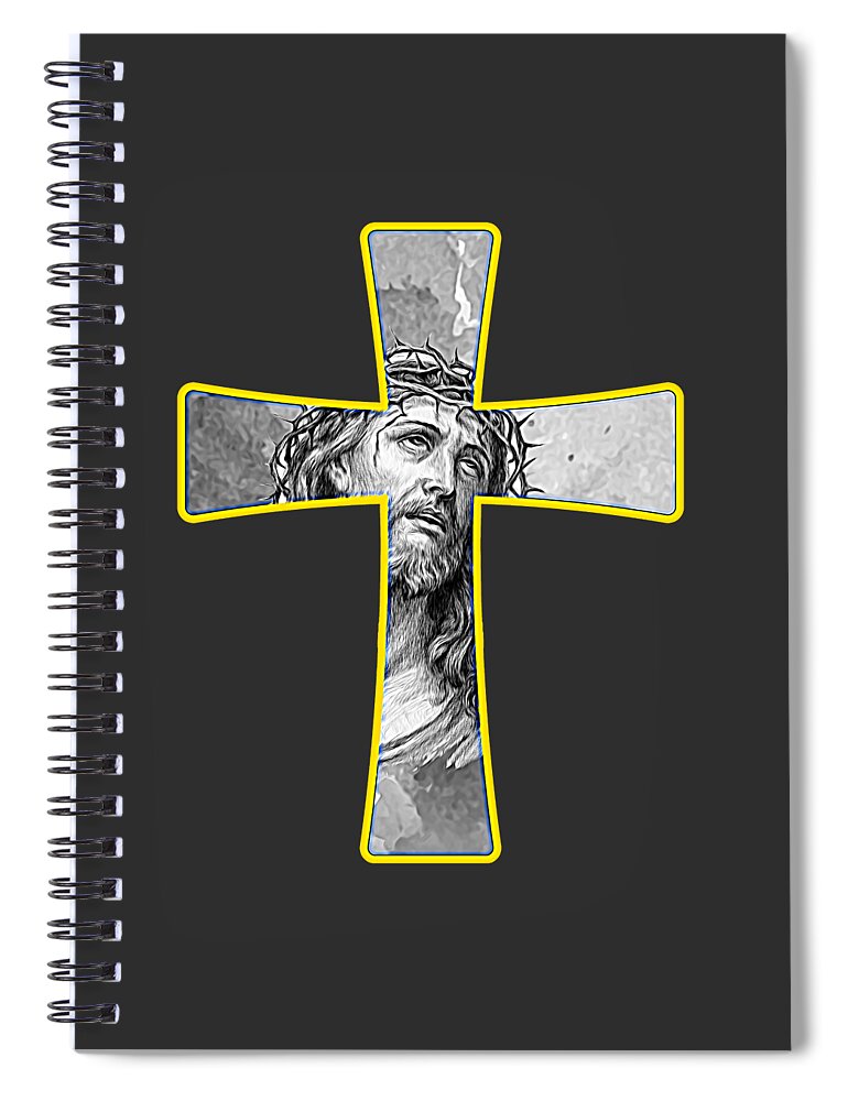 Jesus Spiral Notebook featuring the digital art Jesus Cross by Walter Herrit