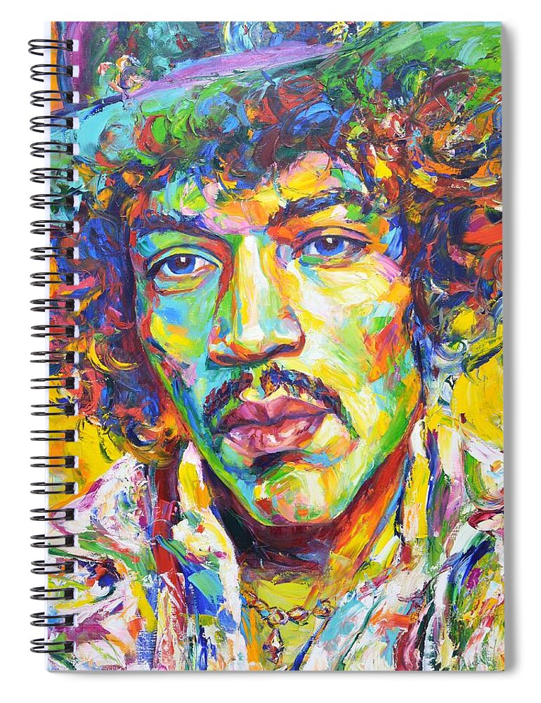 Jimi Hendrix Spiral Notebook featuring the painting Jimi Hendrix by Iryna Kastsova