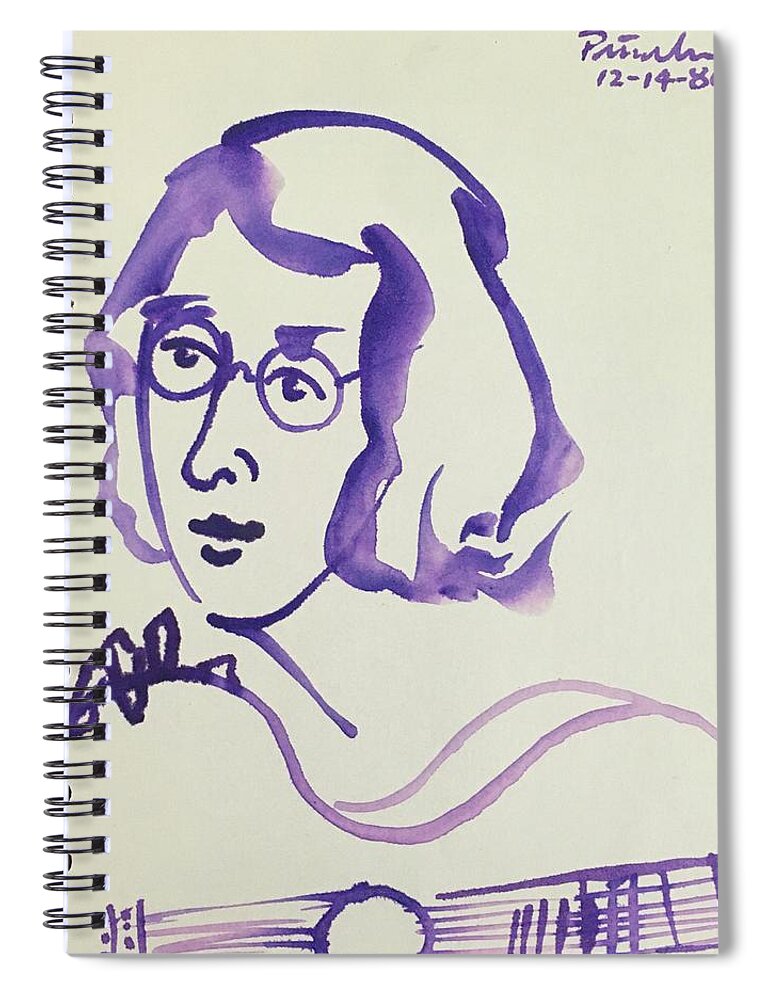 Ricardosart37 Spiral Notebook featuring the painting John Lennon 12-14-80 by Ricardo Penalver deceased