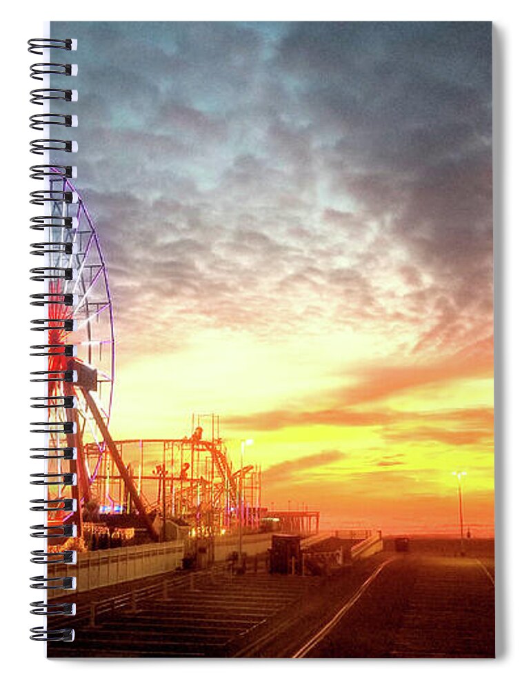 Jolly Roger Spiral Notebook featuring the photograph Jolly Roger at the Pier Christmas Time Sunrise by Robert Banach