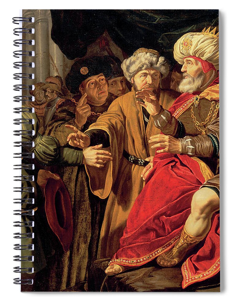 Tengnagel Spiral Notebook featuring the painting Joseph interpreting the dreams of Pharaoh by Jan Tengnagel