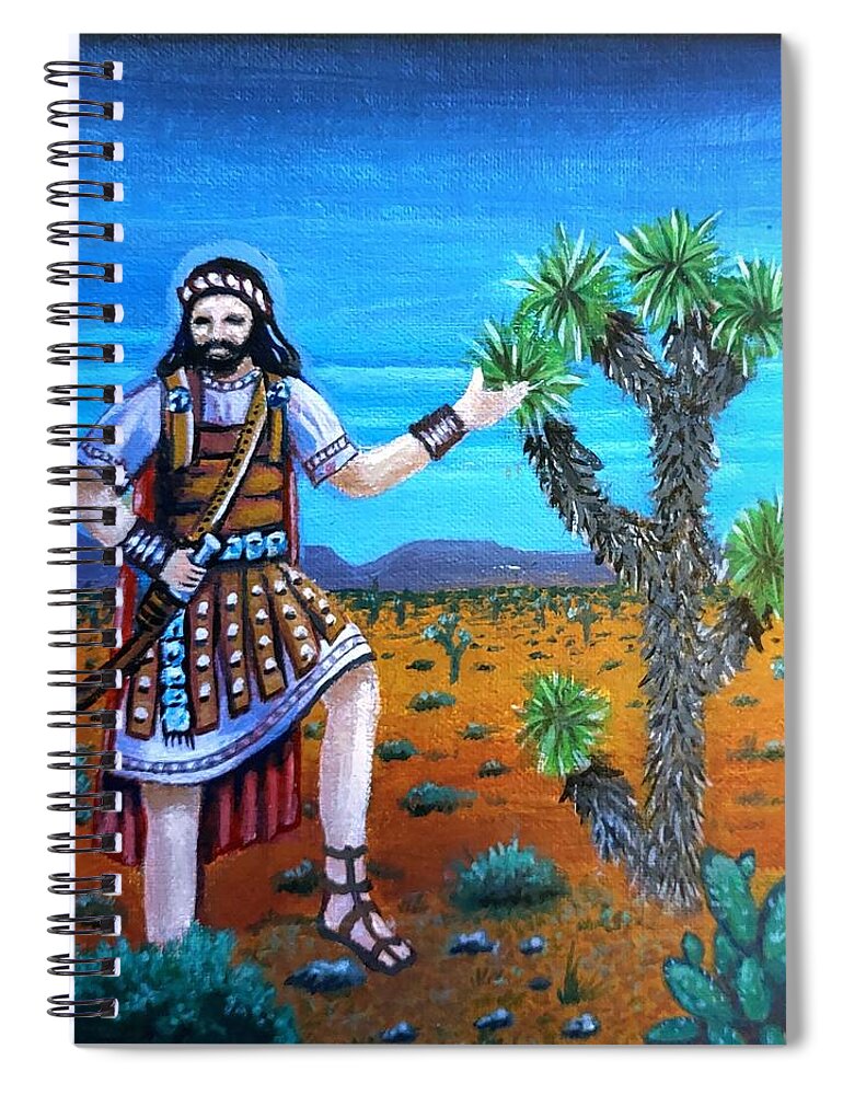  Spiral Notebook featuring the painting Joshua, and the Joshua Tree by James RODERICK