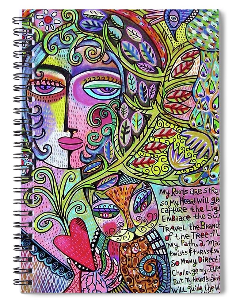 Peacock Spiral Notebook featuring the painting Journey Of The Abundant Heart by Sandra Silberzweig