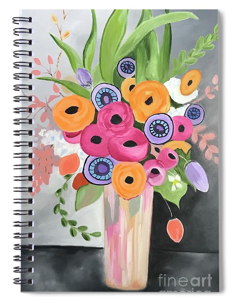 Original Art Work Spiral Notebook featuring the painting Joy by Theresa Honeycheck