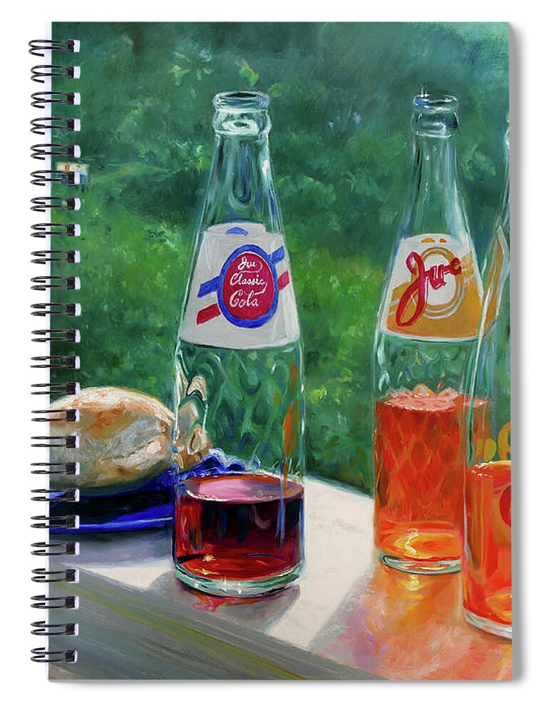 Ju-c Spiral Notebook featuring the painting Ju-c with Creole Bread by Jonathan Gladding