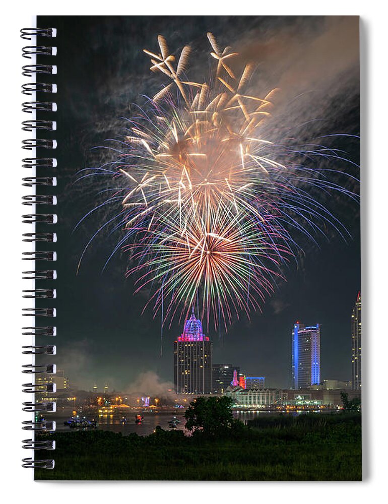 City Spiral Notebook featuring the photograph July 4th Fireworks in Alabama by Brad Boland