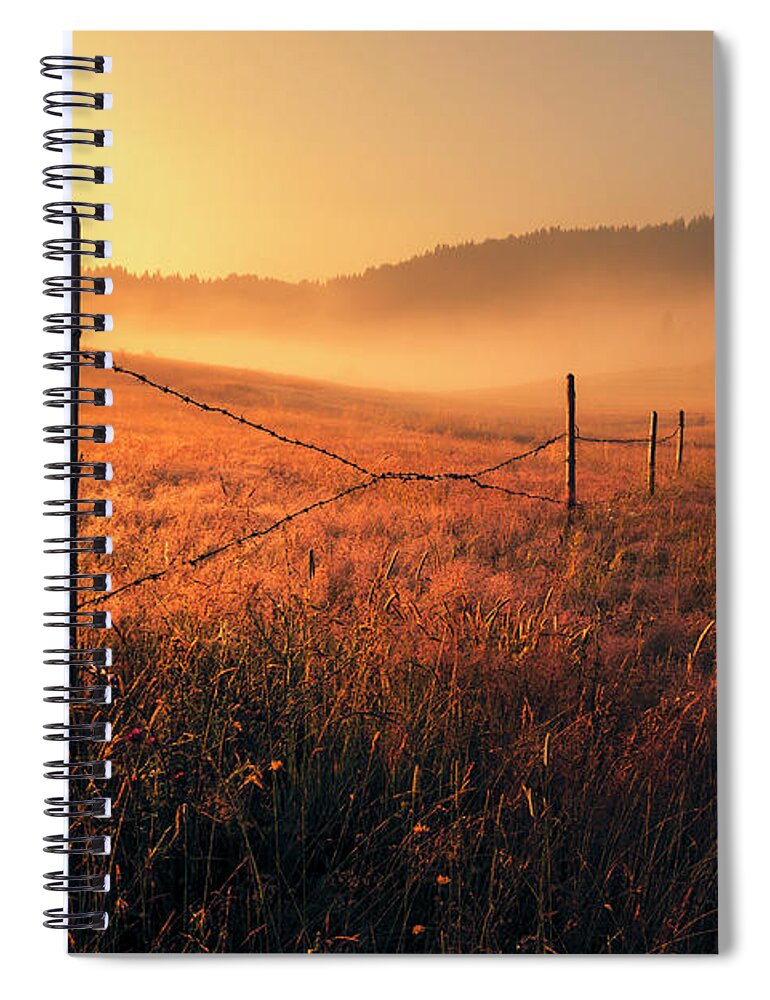 Fog Spiral Notebook featuring the photograph June Morning by Evgeni Dinev