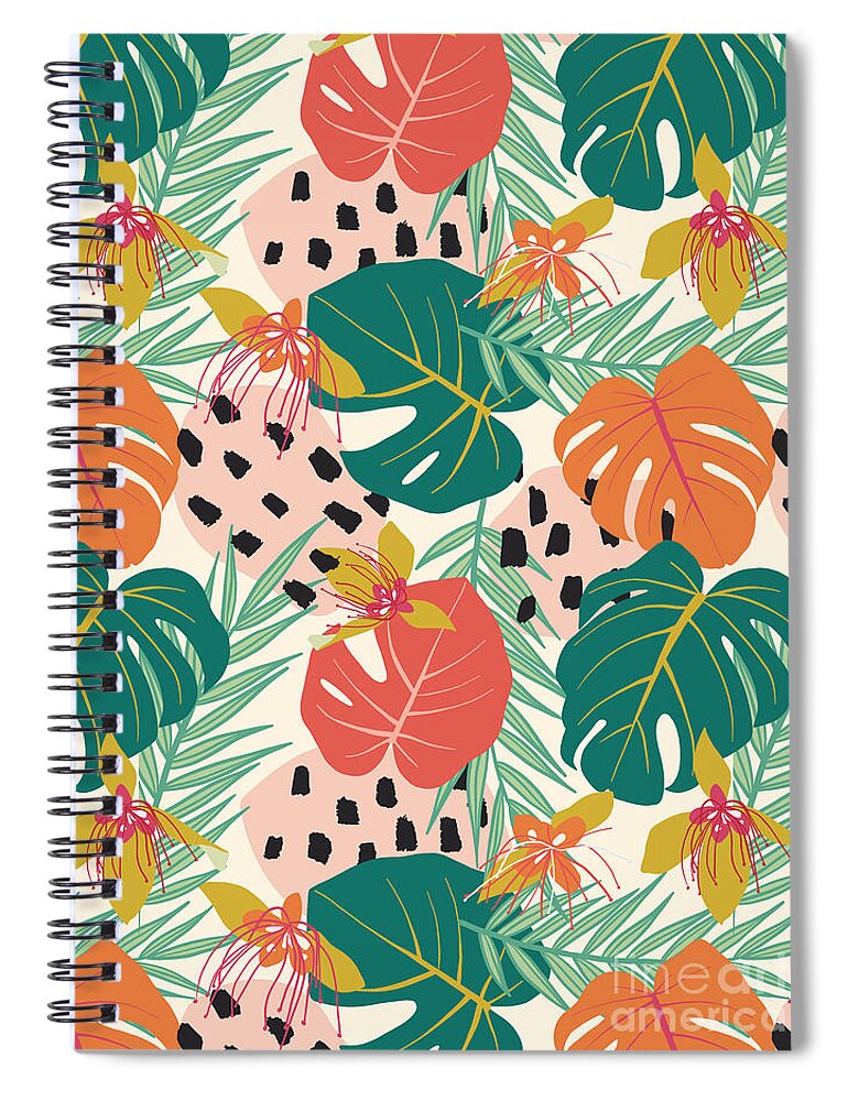Illustration Spiral Notebook featuring the digital art Jungle Floral Pattern by Ashley Lane