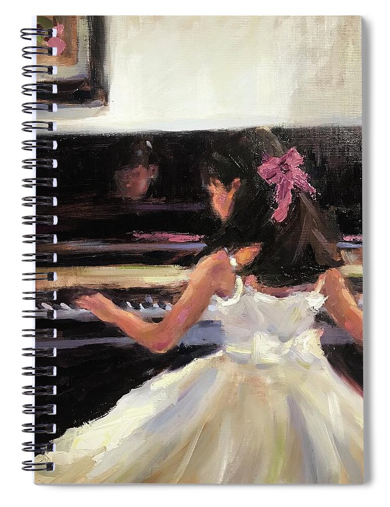 Junior Pianist Spiral Notebook featuring the painting Junior Pianist by Ashlee Trcka