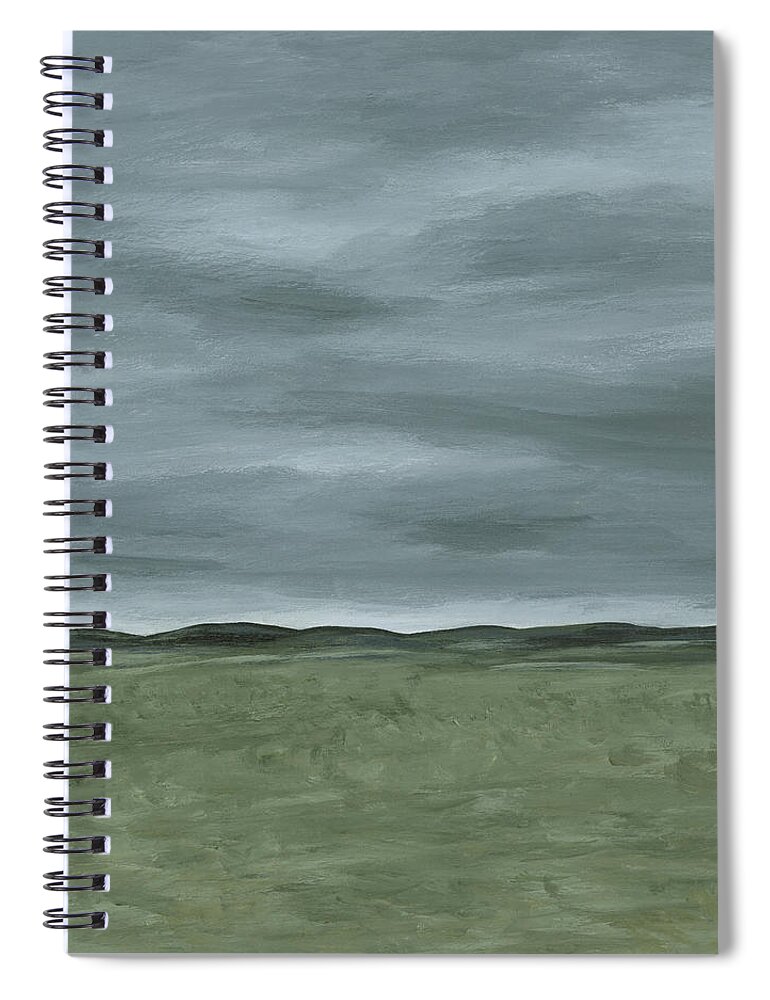 Gray Blue Spiral Notebook featuring the painting Juniper Fields II by Rachel Elise