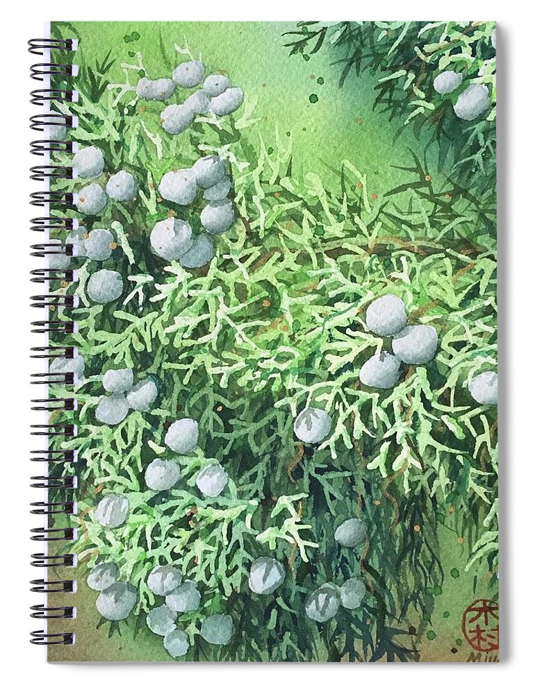Juniper Spiral Notebook featuring the painting Juniper by Kelly Miyuki Kimura