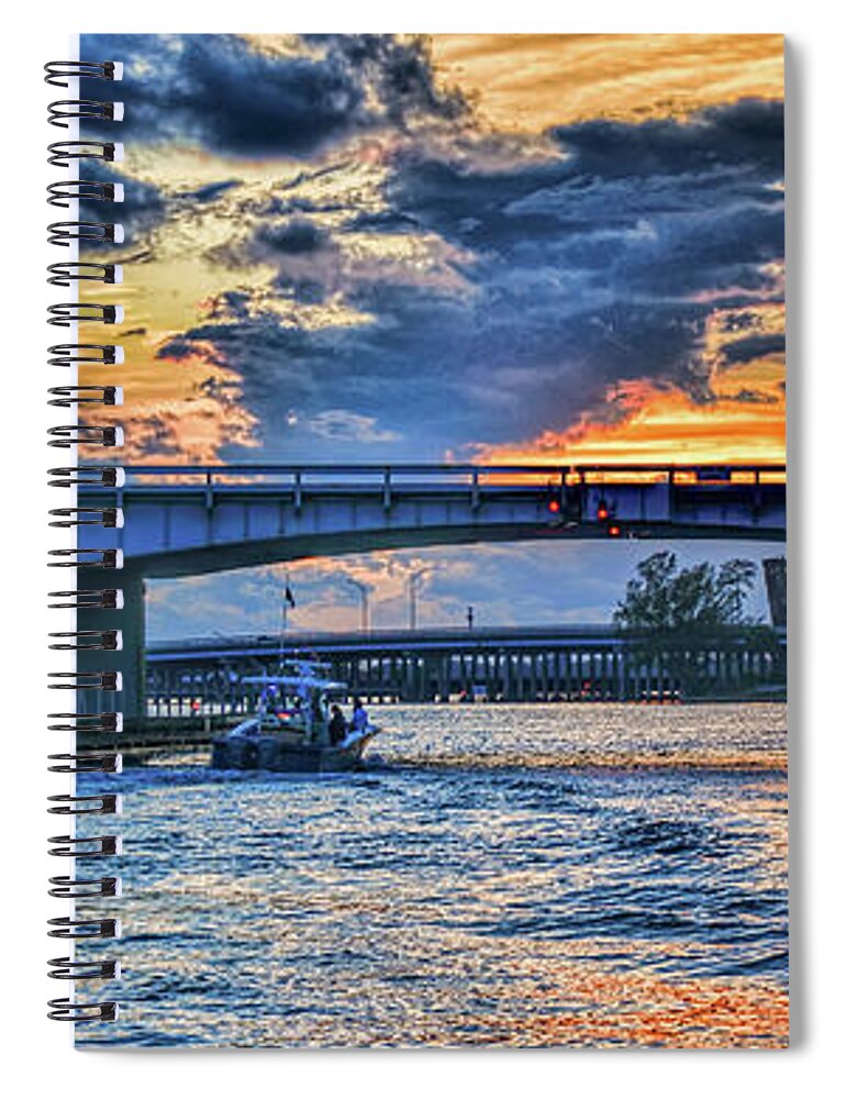 Bridge Spiral Notebook featuring the photograph Jupiter Federal Highway Bascule Bridge Panorama by Olga Hamilton
