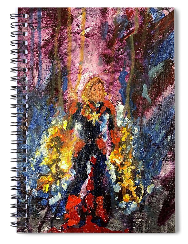 Marvel Spiral Notebook featuring the painting Just A Girl by Bethany Beeler