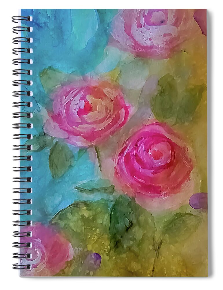 Rose Spiral Notebook featuring the painting Just a Quick Rose Painting by Lisa Kaiser