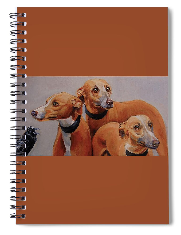 Dogs Spiral Notebook featuring the painting Just Another Three Dog Night by Jean Cormier