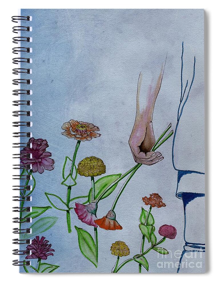 Flowers Spiral Notebook featuring the painting Just Zinnias by Tammy Nara