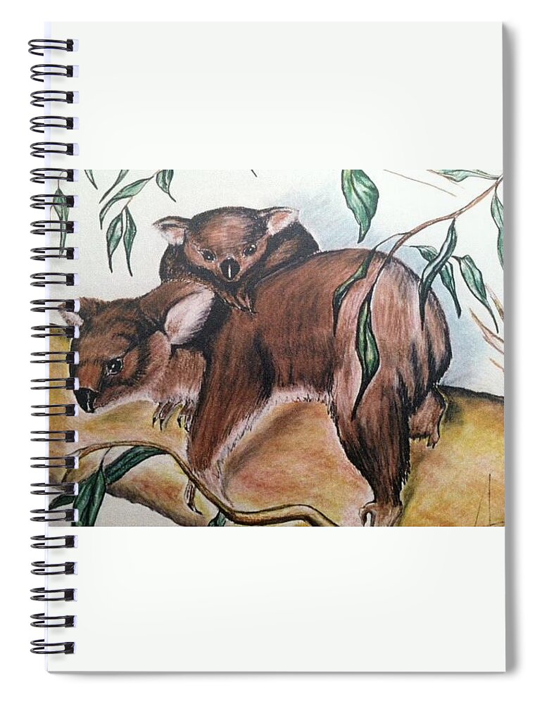  Spiral Notebook featuring the mixed media K Bears by Angie ONeal