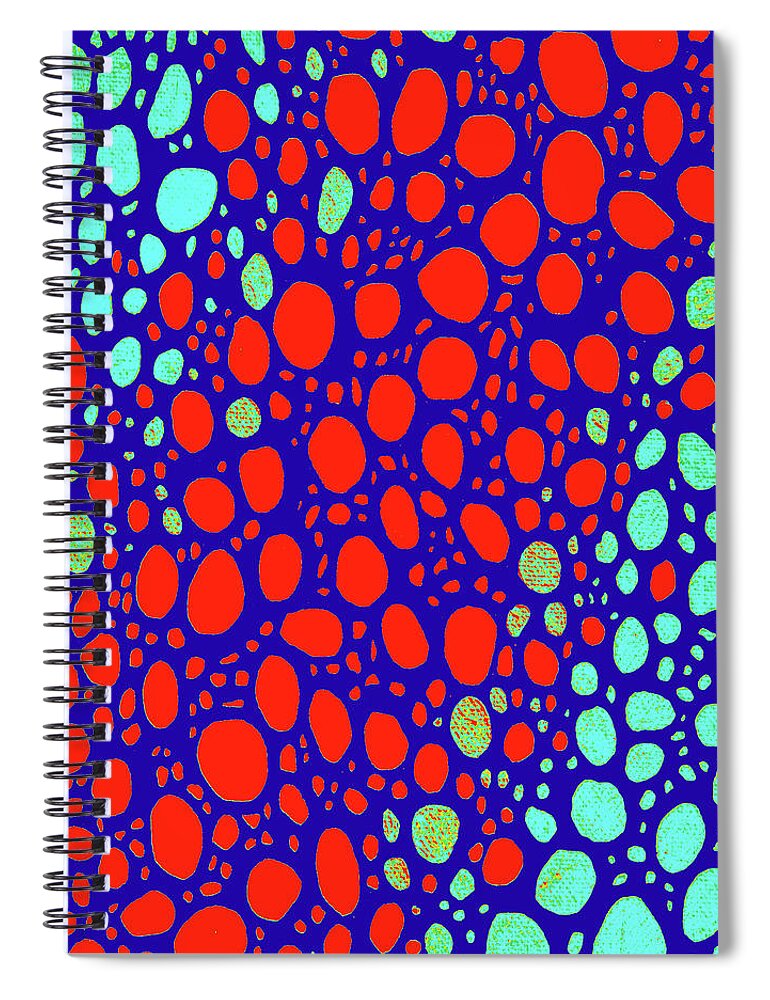 Kaleidoscope Spiral Notebook featuring the digital art KALEIDOSCOPE Abstract in Red and Aqua by Lynnie Lang
