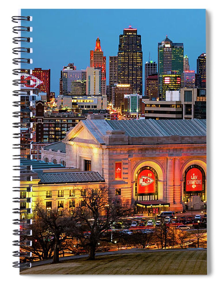 Kansas City Spiral Notebook featuring the photograph Celebratory Skyline Of Kansas City Missouri by Gregory Ballos