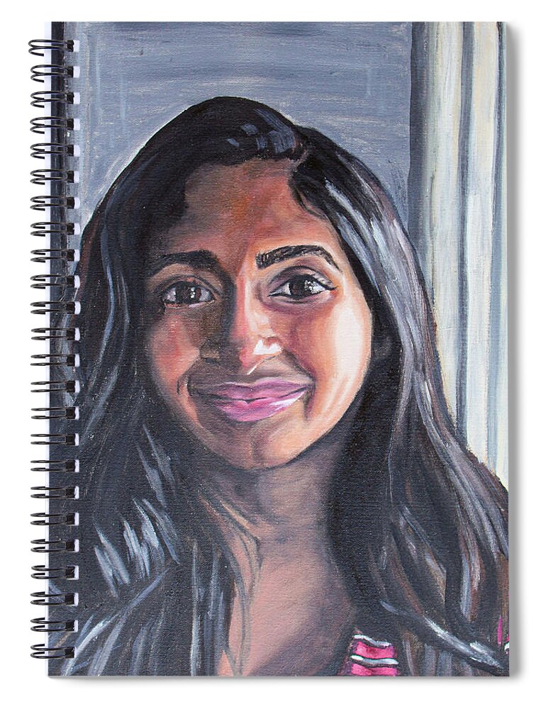 Portrait Spiral Notebook featuring the painting Karishma by Mackenna Swann