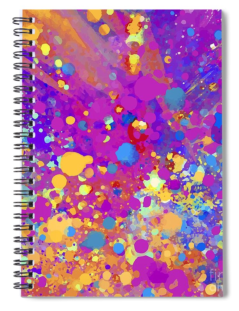 Colorful Spiral Notebook featuring the digital art Kartika - Artistic Colorful Abstract Carnival Splatter Watercolor Digital Art by Sambel Pedes
