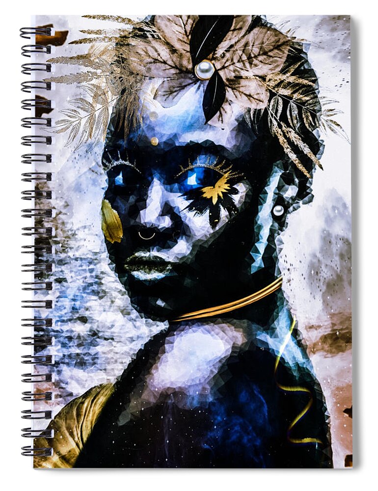 Black Art Spiral Notebook featuring the mixed media Kashi's Vision by Canessa Thomas