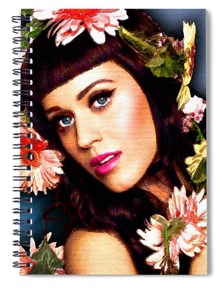 Katy Perry Spiral Notebook featuring the painting Katy Perry by Tony Rubino