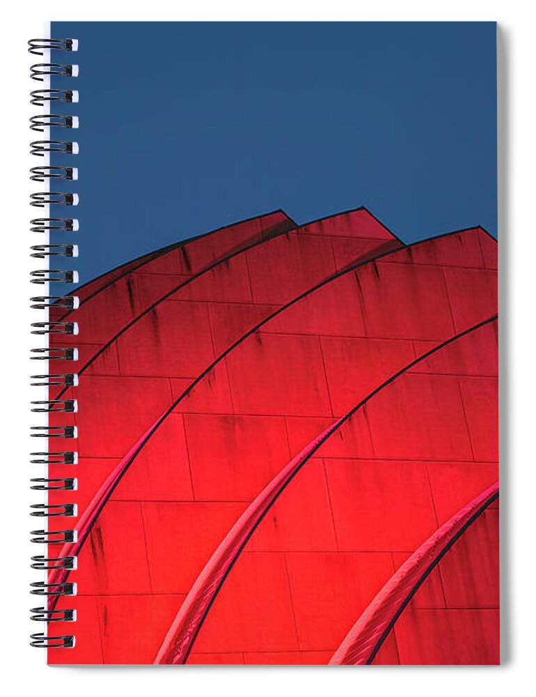 Kansas City Spiral Notebook featuring the photograph Kauffman Center Red iii by Ryan Heffron